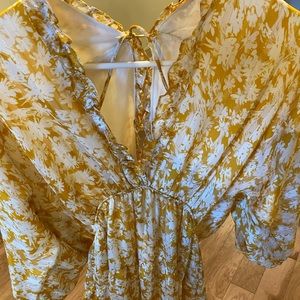 Mini dress - deep v neck w open back w tie at top of neck